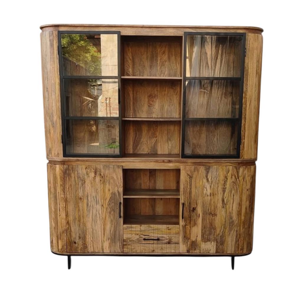 Opruiming vitrinekast Oxford 200x45x220cm, Met deur(en), 200 cm of meer, Info@mokana.nl, Nieuw