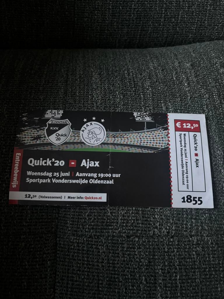 Quick ‘20 - Ajax ticket, Verzamelen, Sportartikelen en Voetbal, Ophalen of Verzenden, Ajax, Overige typen