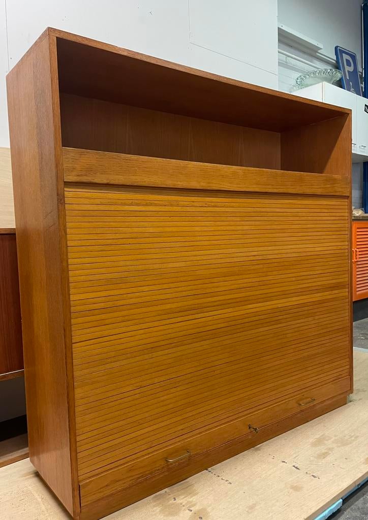 Pastoe vintage roldeurkast eikenhout, Ophalen, Gebruikt, 25 tot 50 cm, Eikenhout