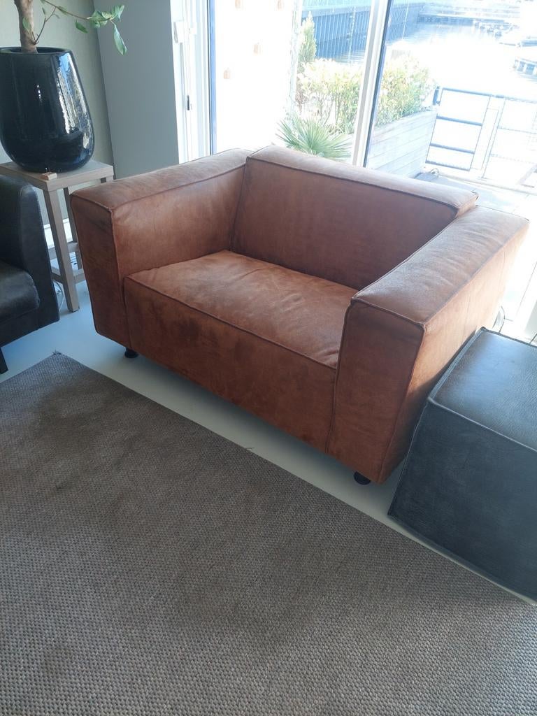 Bruine loveseat, Huis en Inrichting, Banken | Bankstellen, Ophalen, Gebruikt, 150 tot 200 cm, Tweepersoons