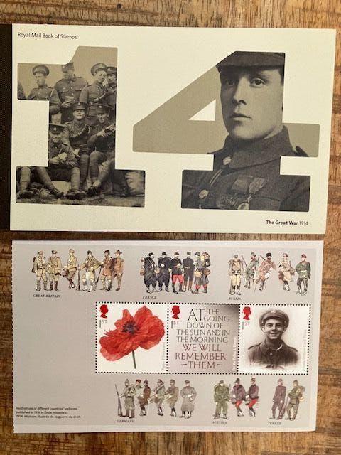 Engeland velletje prestige boekje DY11 Great War 14, Postzegels en Munten, Verzenden, Postfris