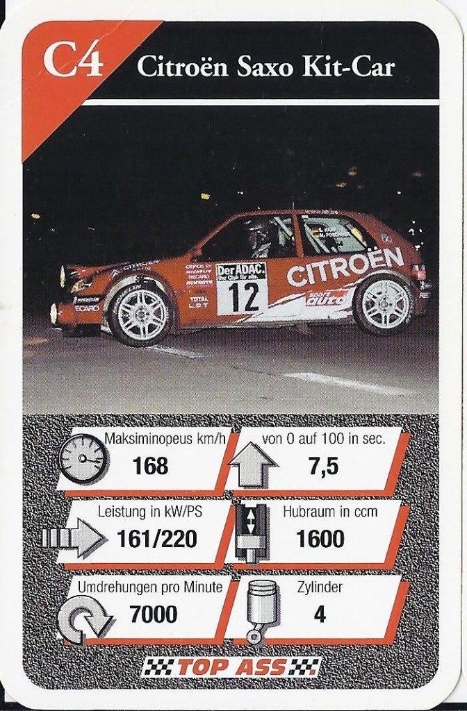 Kw2062 verzamelplaatje c4 auto sport citroen saxo kit car, Verzenden, Zo goed als nieuw, Auto's