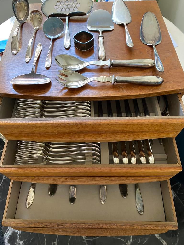 KELTUM v Kempen & Begeer verzilverd BESTEK in CASSETTE 🔹, Huis en Inrichting, Ophalen, Zo goed als nieuw, Vaatwasserbestendig