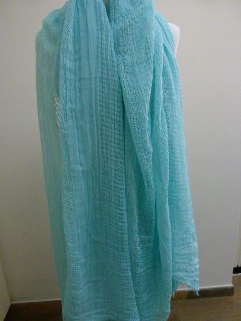 Zeer grote luchtige sjaal van ZARA zacht blauw mint 200 x200, Ophalen of Verzenden, Zo goed als nieuw, Maat 46/48 (XL) of groter