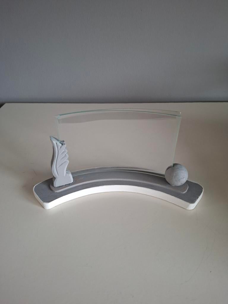 Oud Staand Fotolijst met Gebogen Glas, Ophalen of Verzenden