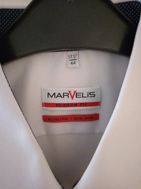MARVELIS shirt wit - Extra lange mouw - Mt 44 - strijkvrij, Kleding | Heren, Overhemden, Marvelis, Verzenden, Wit, Zo goed als nieuw