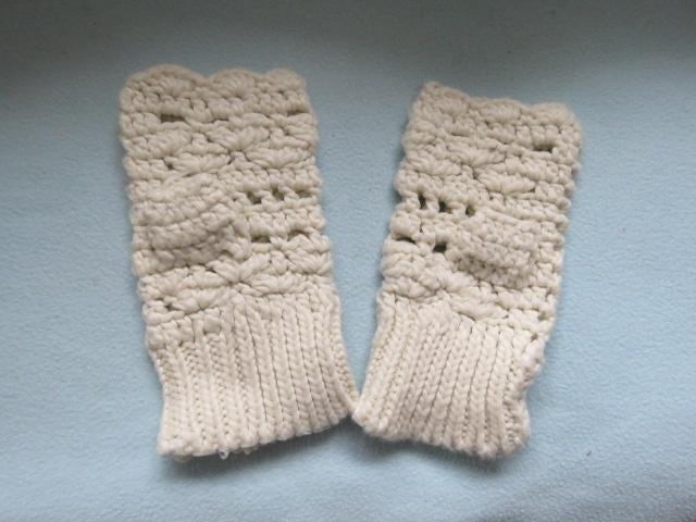 Crèmekleurige gehaakte handschoenen zonder vingers Cream, Maat 38/40 (M), Cream, Ophalen of Verzenden, Gedragen