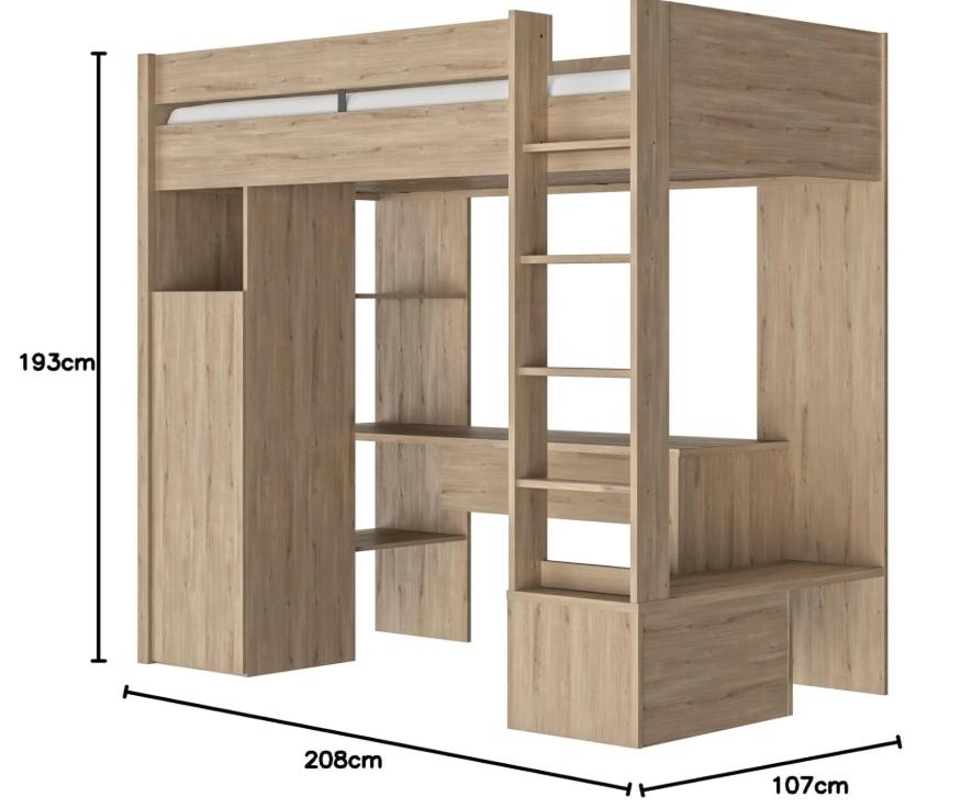 Afgeprijsd - Hoogslaper met bureau - GAMI, Ophalen, Gebruikt, Eenpersoons, 200 cm