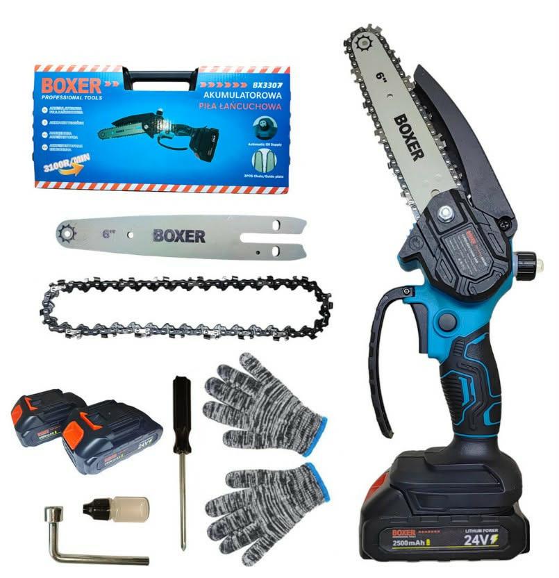 24 v kettingzaag 18 cm 2 accu,s Borstelloos oliereservoir., Ophalen of Verzenden, Nieuw