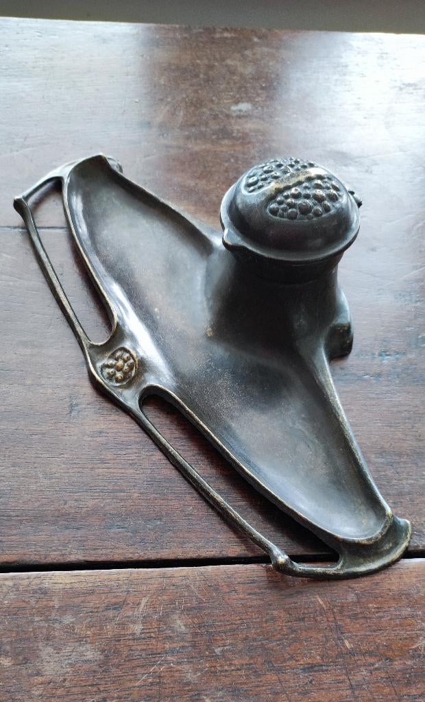 Art Nouveau, antiek koperen Inktstel / Inktpot, Antiek en Kunst, Antiek | Koper en Brons, Ophalen of Verzenden, Koper