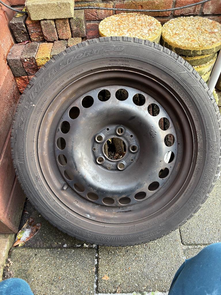 Winterbanden met velgen, Ophalen, Gebruikt, 16 inch, Banden en Velgen