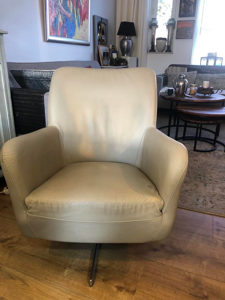 Plantagie draaistoel bolero - leer, Huis en Inrichting, Fauteuils, Ophalen of Verzenden, Gebruikt, 50 tot 75 cm