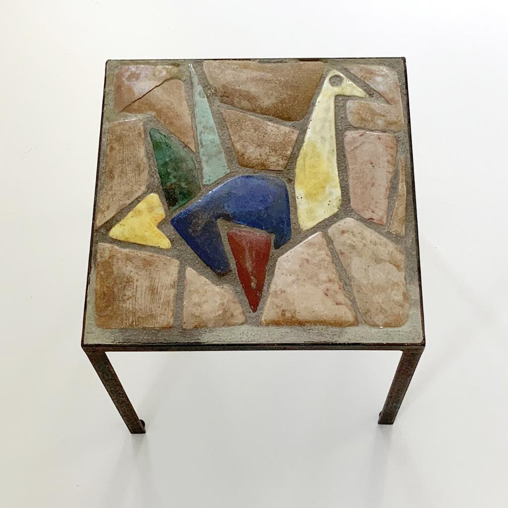 vintage brutalist mozaïek TAFEL Roger Capron Mid Century, Huis en Inrichting, Tafels | Bijzettafels, Minder dan 45 cm, Minder dan 55 cm