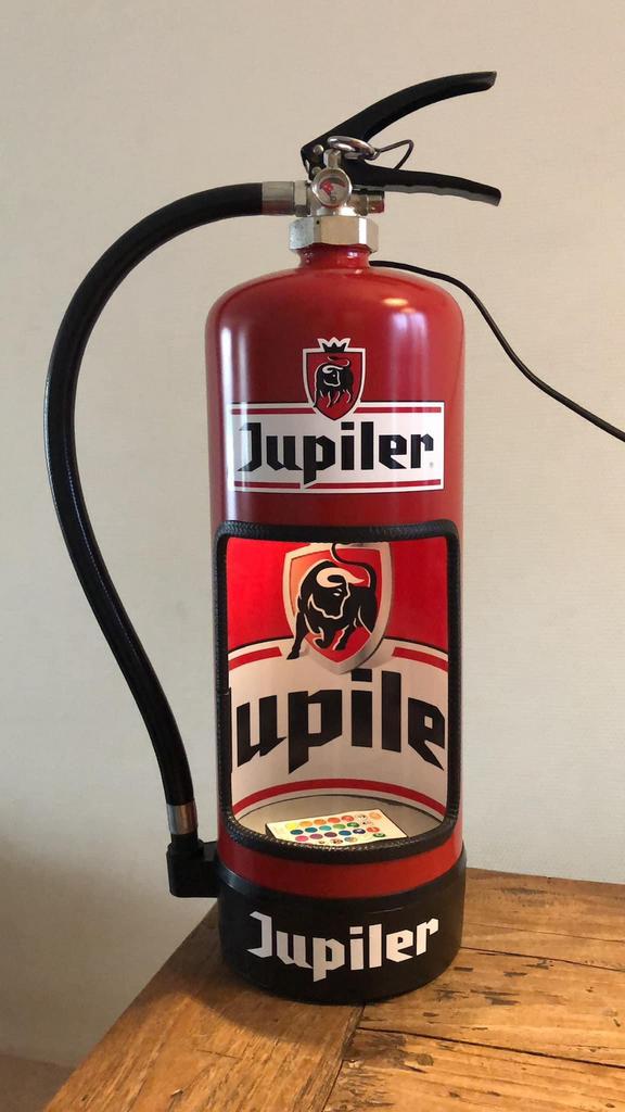 Jupiler brandblusser lamp, Ophalen of Verzenden, Zo goed als nieuw, Reclamebord, Plaat of Schild