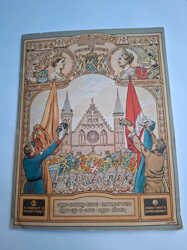 Koningshuis oud schrift met foto ansichtkaarten, Ophalen of Verzenden, Gebruikt, Kaart, Foto of Prent