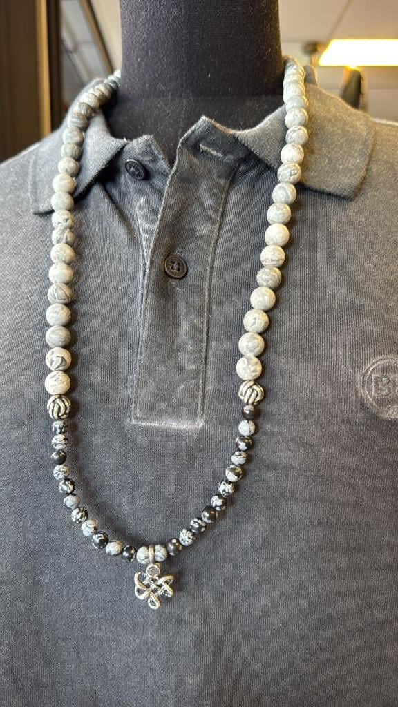 BUDDHA TO BUDDHA KETTING TYPE 665 ENDLESS KNOT 75CM € 199,00, Ophalen of Verzenden, Nieuw, Grijs, Zilver