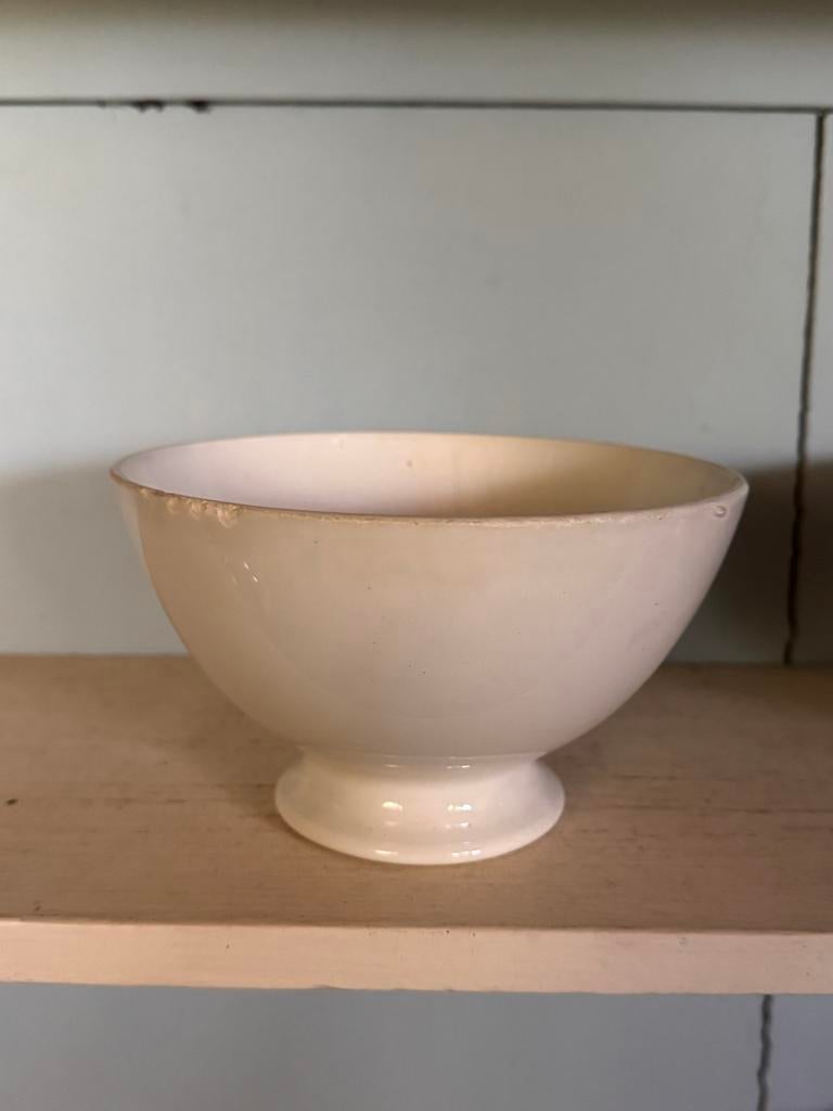 Antieke Franse spoelkom in roomkleurig aardewerk, Ophalen of Verzenden