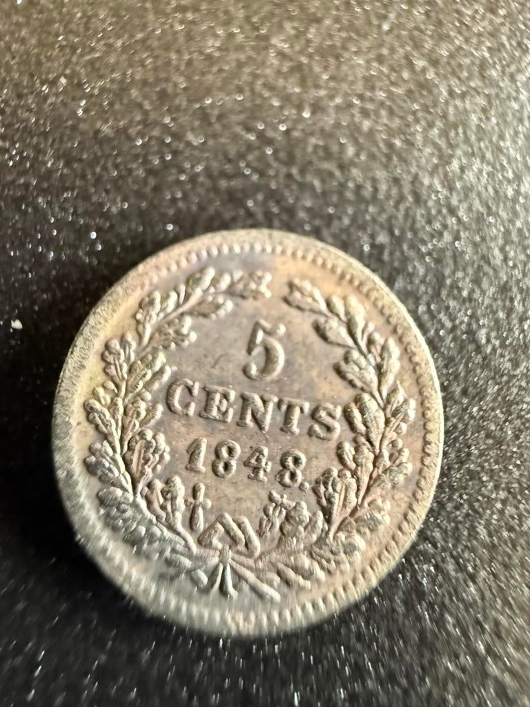 Replica 5 cent Willem II - 1848, Postzegels en Munten, Ophalen, Koning Willem II, 5 cent, Losse munt