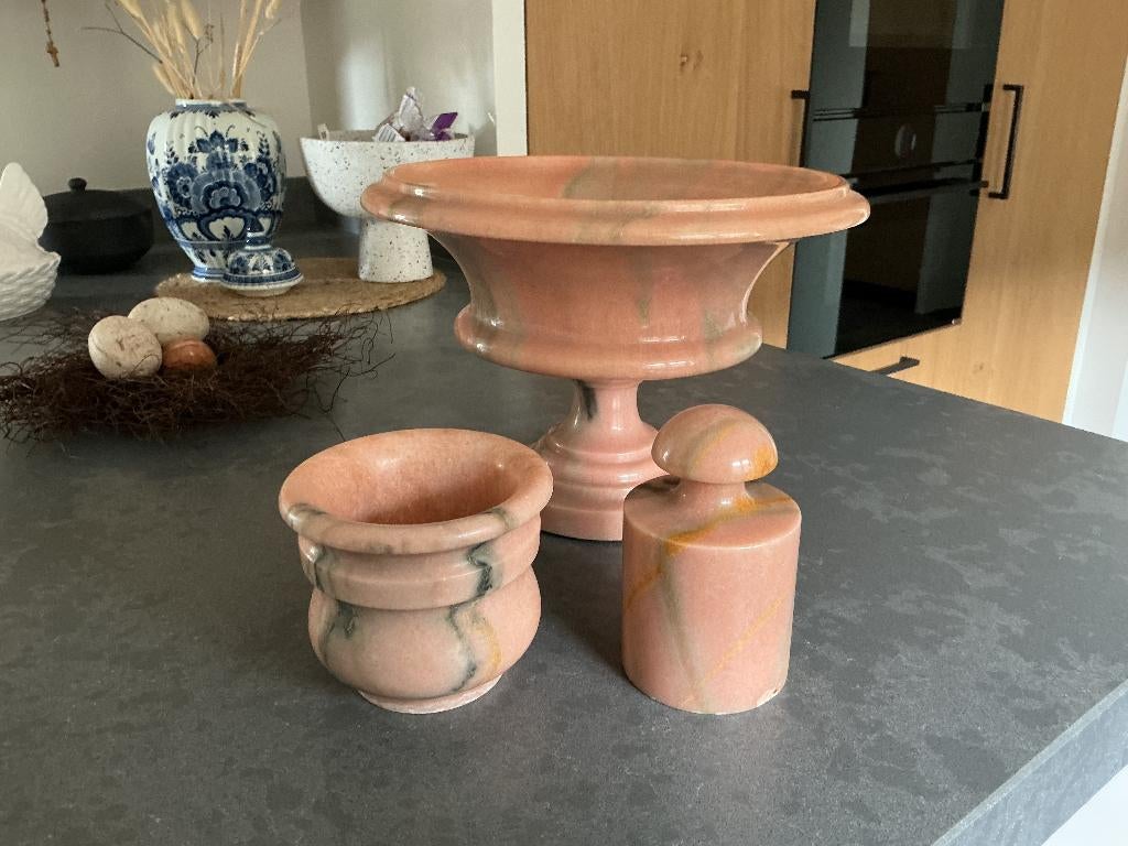 Vintage marmeren schaal op voet, vijzel en papiergewicht, Ophalen