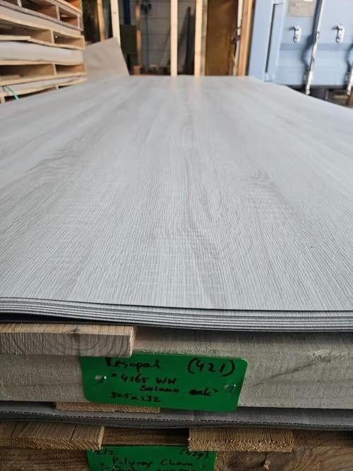 HPL Resopal 4165 WH Solano Oak fineer platen 305x132cm 421, Ophalen, HPL, Gebruikt, Nb