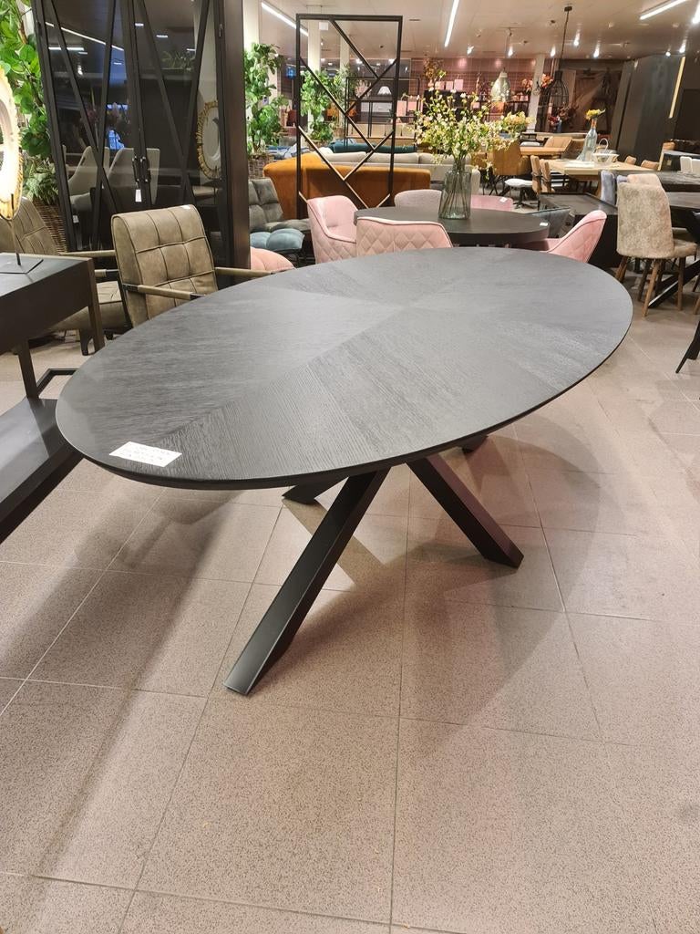 Nieuwe icathcers ford eettafel ovaal 240x120cm zwart eiken, Ophalen, ., Nieuw, .