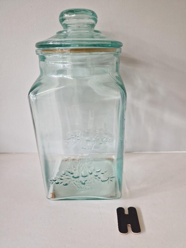 Grote glazen snoeppot met deksel., Ophalen of Verzenden, Zo goed als nieuw