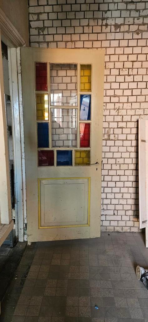 Deuren met gekleurd glas, Doe-het-zelf en Verbouw, Deuren en Horren, Ophalen, Gebruikt, 80 tot 100 cm, Binnendeur