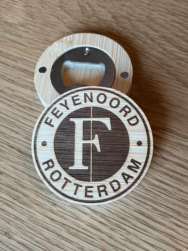 Feyenoord ronde bamboo bieropener voetbal rotterdam club, Ophalen of Verzenden, Nieuw