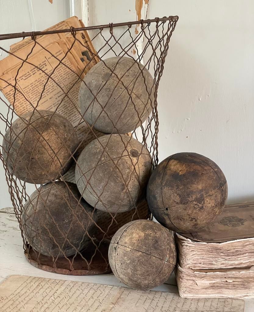 Brocante oude massief houten ballen, Antiek en Kunst, Curiosa en Brocante, Ophalen of Verzenden