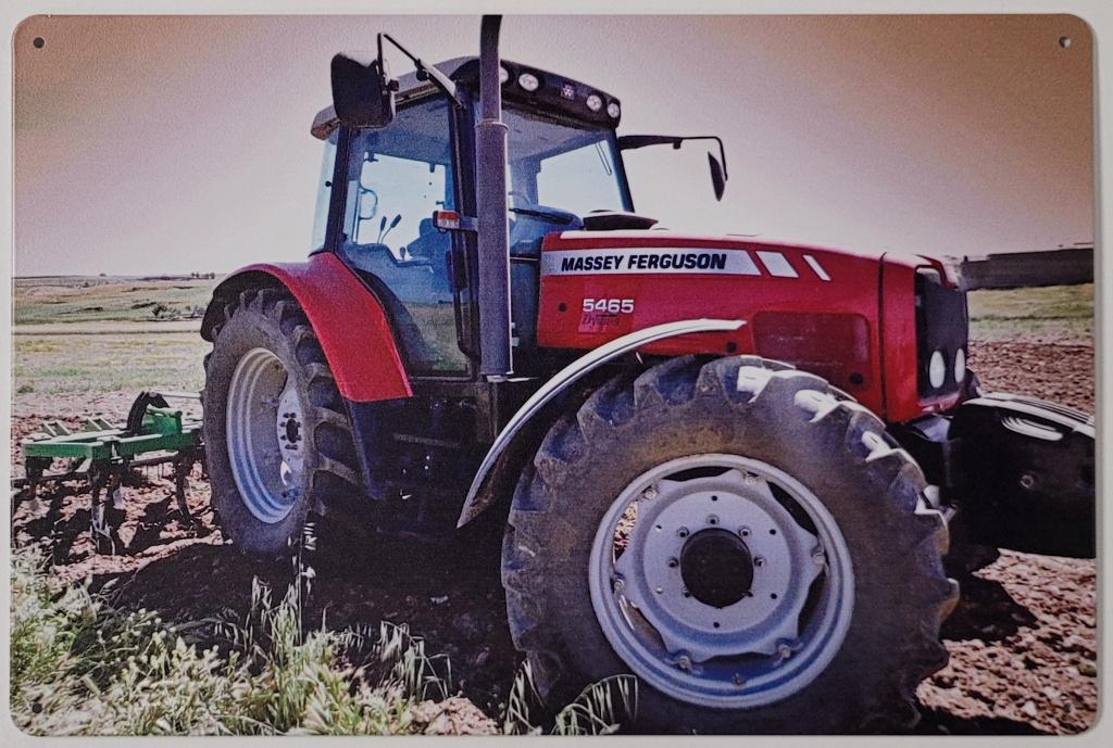 Massey Ferguson 5465 ploeg land reclamebord van metaal deco, Reclamebord, Info@deconoord.nl, Deco Noord, Nieuw