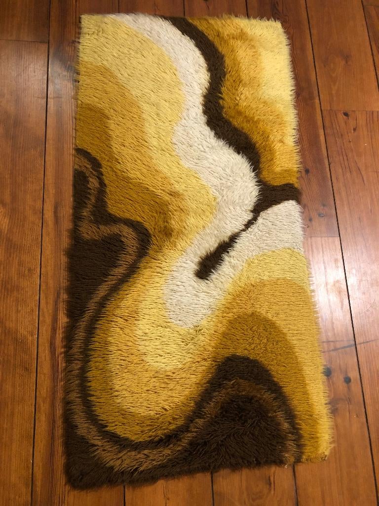 Origineel tapijt jaren 70, vintage design, 100 tot 150 cm, Zo goed als nieuw, Rechthoekig, 50 tot 100 cm