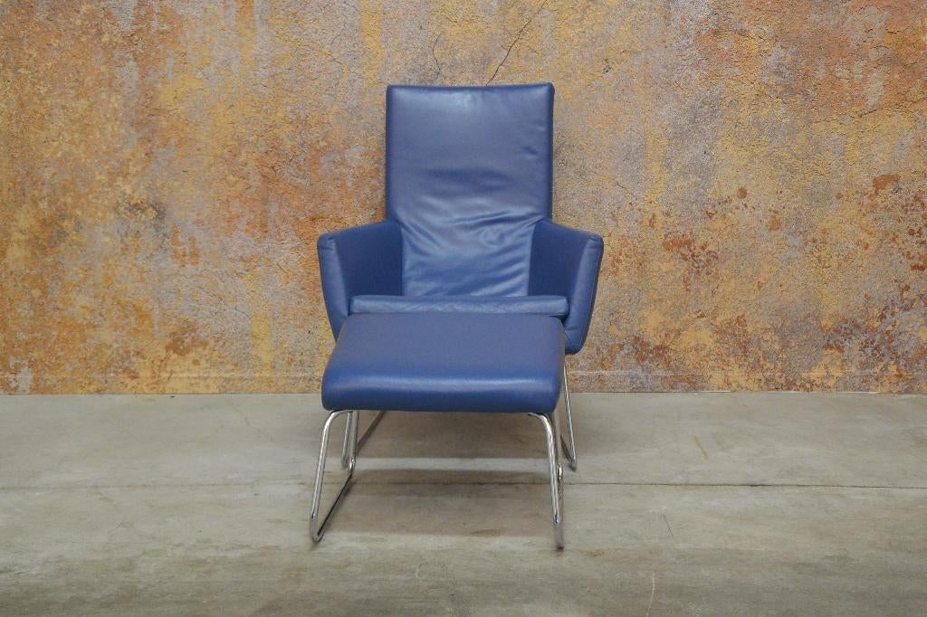 ZGANieuw! blauwe leren Label Don design fauteuils, Label Don, Label Don, Label Don, 75 tot 100 cm