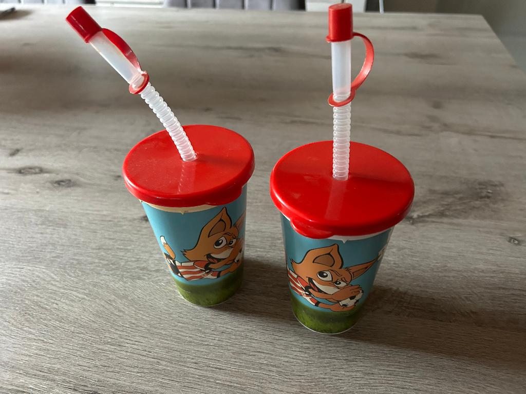 PSV Phoxy drinkbekers 2 stuks, Verzamelen, Ophalen of Verzenden, Gebruikt, PSV, Overige typen