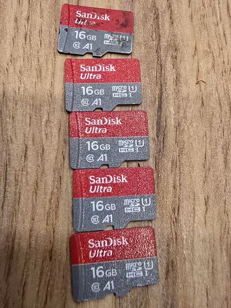 5x SanDisk Ultra 16GB MicroSDHC Kaarten - Origineel, Audio, Tv en Foto, Fotografie | Geheugenkaarten, MicroSDHC, Gebruikt, 16 GB