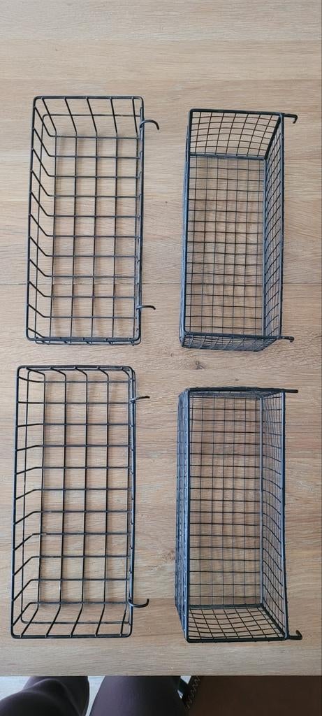 5 Industriële metalen opbergmandjes - wandrek, Huis en Inrichting, Woonaccessoires | Schalen en Manden, Gebruikt, Mand, Rechthoekig