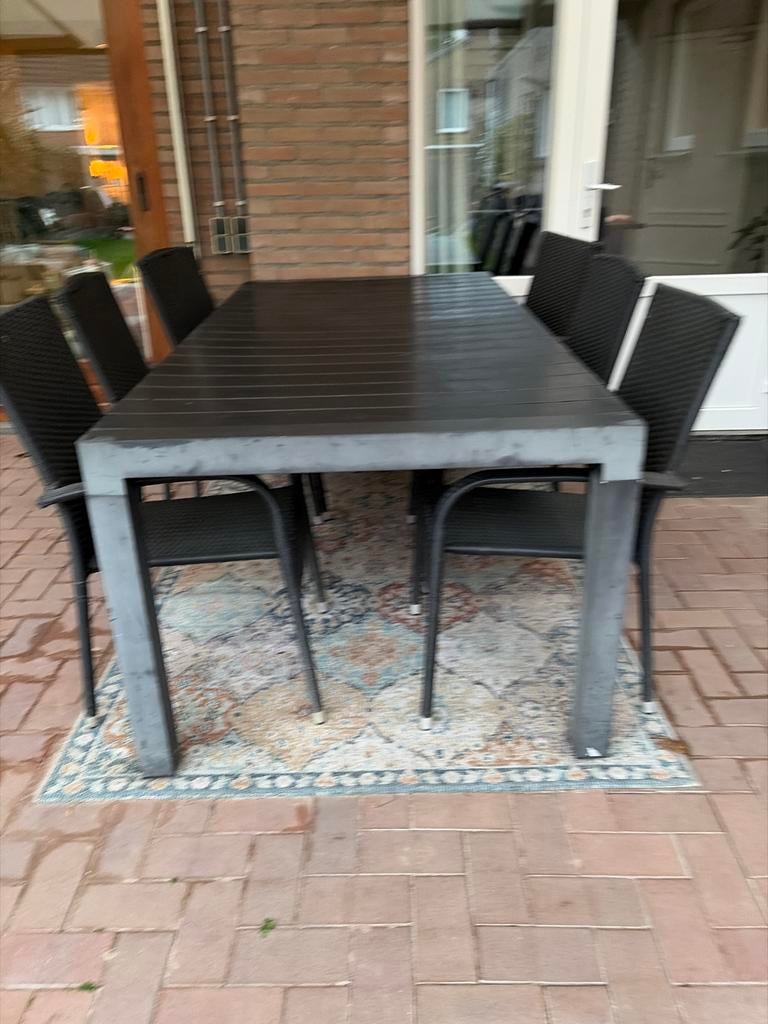 6-persoons eettafel met stoelen, Ophalen of Verzenden, Gebruikt, Eettafel, 6 zitplaatsen