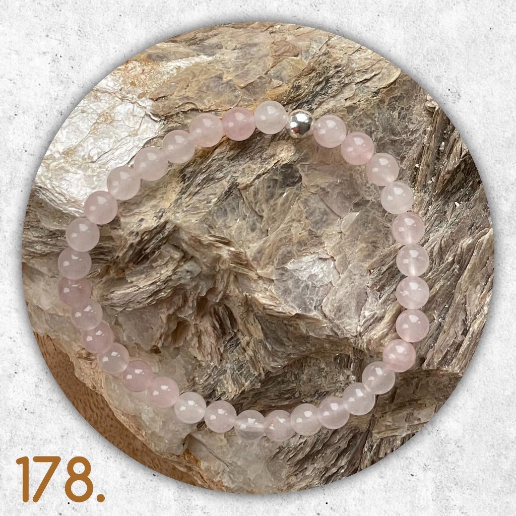 🦋MJB Armband nr: 178 Rozenkwarts halfedelsteen 19 cm, Overige materialen, Nieuw, Ophalen of Verzenden, Roze