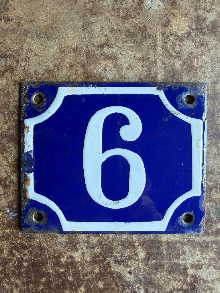 emaille huisnummer 6 of 9, Ophalen of Verzenden