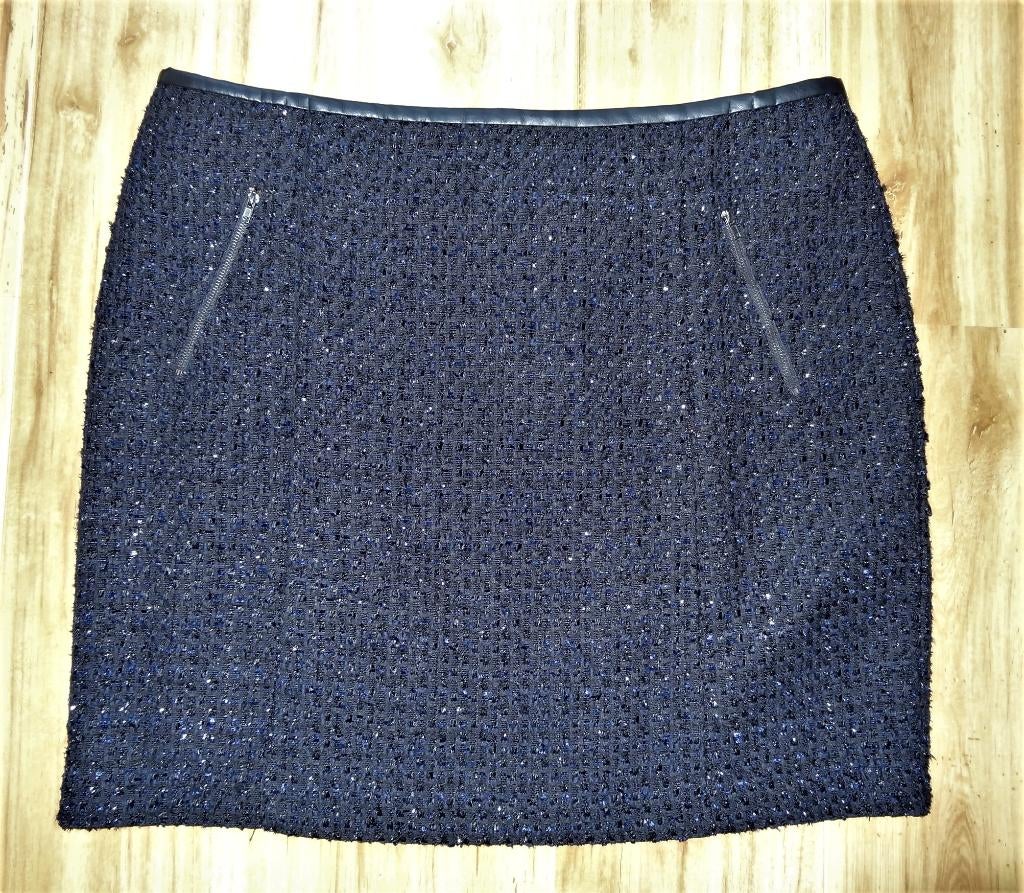 Feestelijke kokerrok navy blauw zwart glinster tweed mt 44, Kleding | Dames, Rokken, Blauw, Maat 42/44 (L), Nieuw, Ophalen of Verzenden