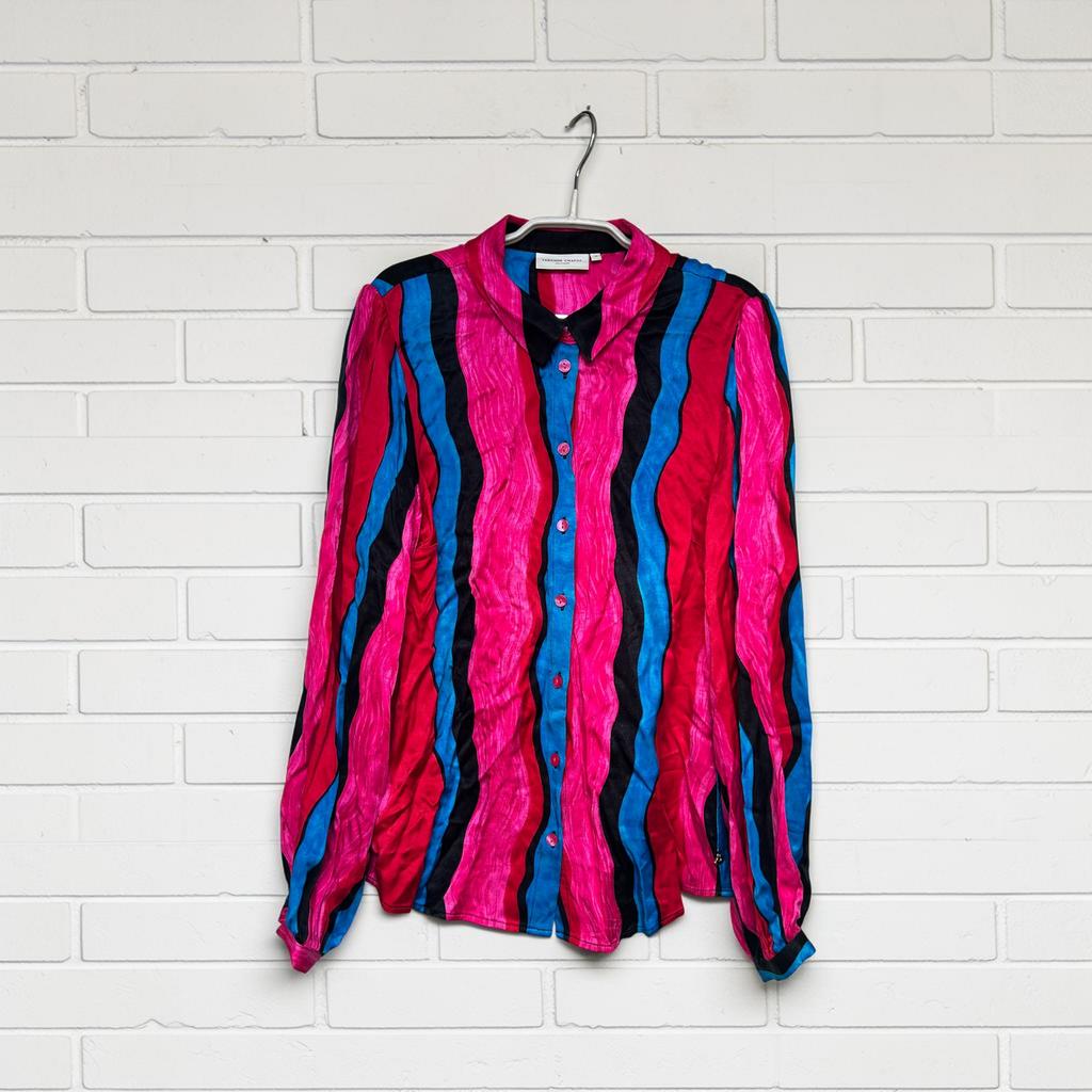 Fabienne Chapot Blouse Maat 38 Roze Blauw Zwart Streep Boy, Maat 38/40 (M), Fc, Ophalen of Verzenden, Zo goed als nieuw