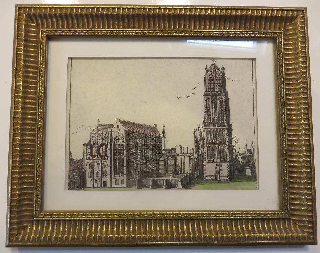 Staalgravure 17e-eeuwse Dom te Utrecht, Antiek en Kunst, Kunst | Etsen en Gravures, Ophalen of Verzenden
