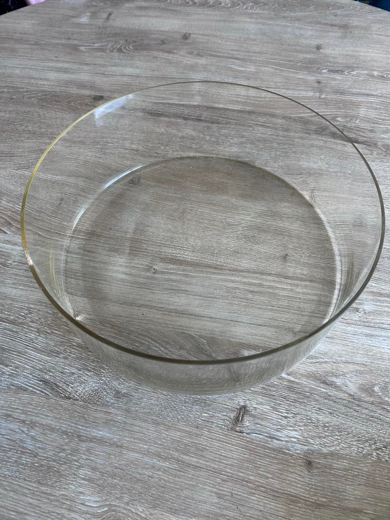 Glazen schaal, rond, diameter 30 cm, Gebruikt, Schaal, Rond, Ophalen of Verzenden