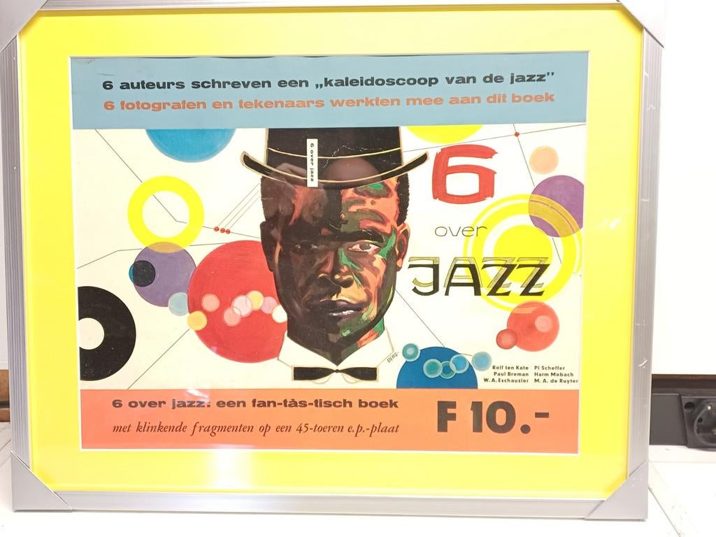 Kunstwerk Will Berg - Boekomslag "6 over Jazz" (52x42cm), Ophalen of Verzenden