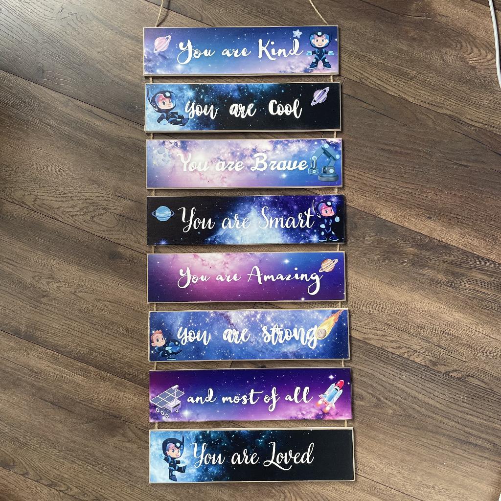 Kinderkamer-Wanddecoratie-Hout-Motivatie-Sterren-Galaxy, Ophalen of Verzenden, Nieuw, Wanddecoratie