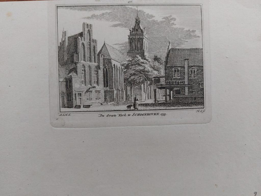 476 / De Groote kerk te Schoonhoven Gravure H. Spilman, Ophalen of Verzenden