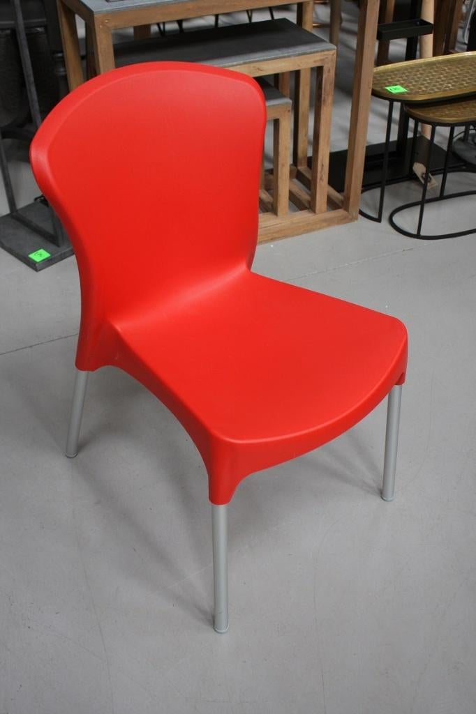 Partij leuke stoelen tuinstoelen terras horeca stapelbaar, Ophalen, Nieuw, Rood, Metaal