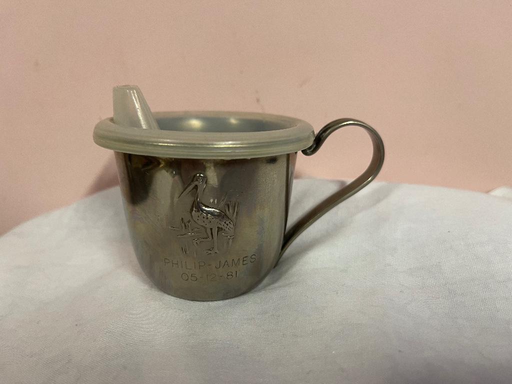 Verzilverde baby beker vintage, Ophalen of Verzenden