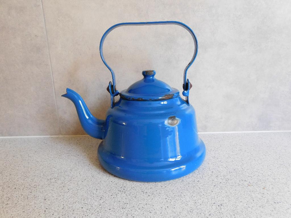 Emaille Theepot 0,5 Ltr. Blauw, Ophalen of Verzenden