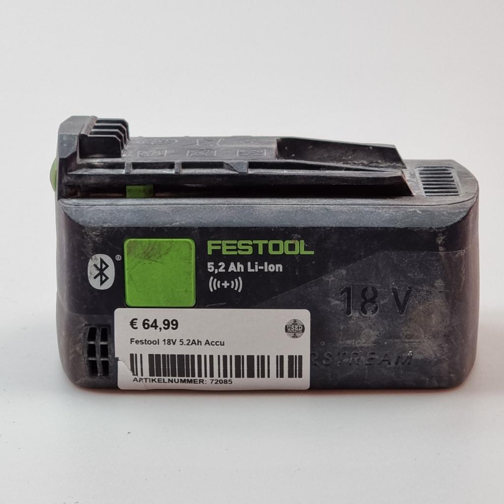 Festool 18V 5.2Ah Accu | In Prima Staat, Festool, Gebruikt, Support@festool.com, Festool GmbH, Wertstraße 20, 
73240 Wendlingen
Germany