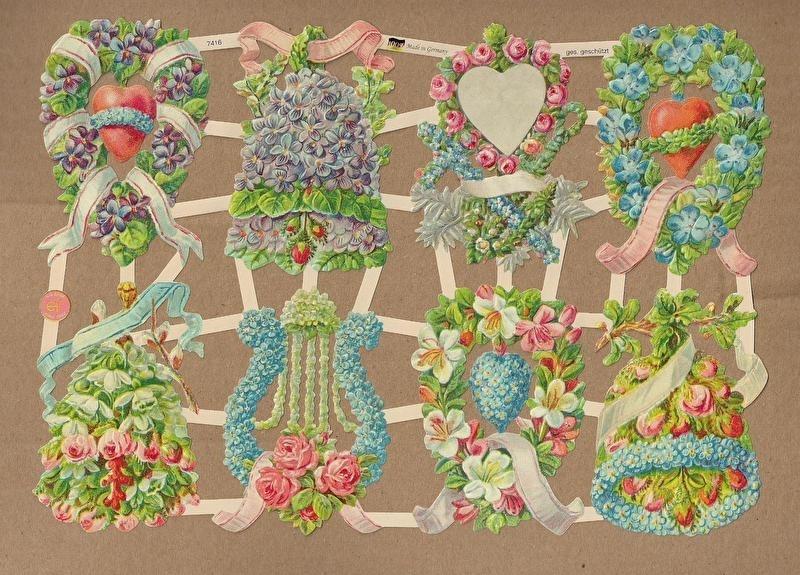 Bloemenklokjes en hartjes poezieplaatjes 7416, Ophalen of Verzenden